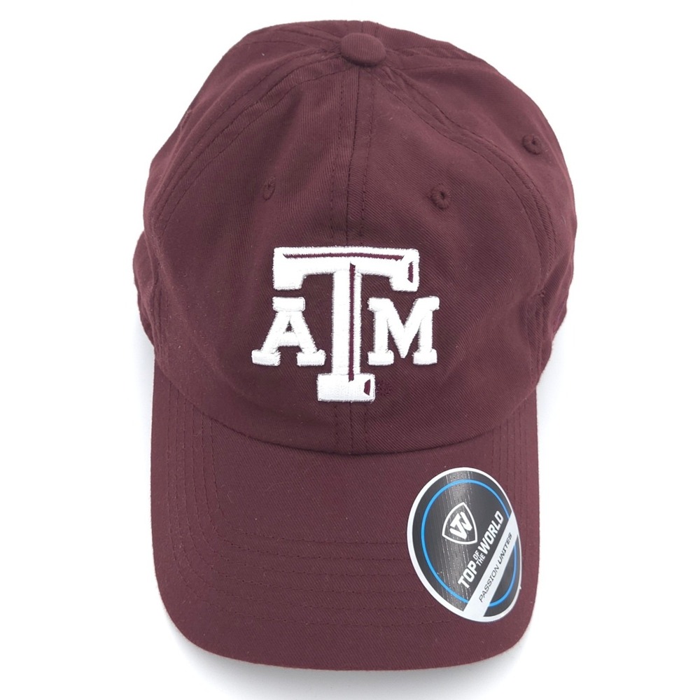 Texas A&M Hat Mens Maroon Red Adjustable Strapback Dad Cap Top of the World NEW
